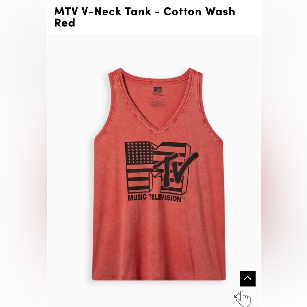 Torrid MTV V-Neck Tank - Cotton Wash Red. Size 3.